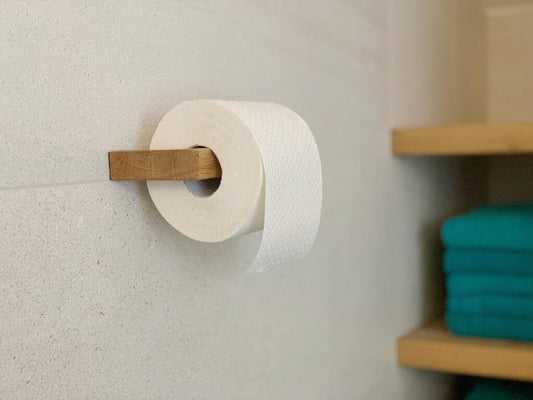 Eiche Holz Toilettenpapierhalter Eckiges  Design.