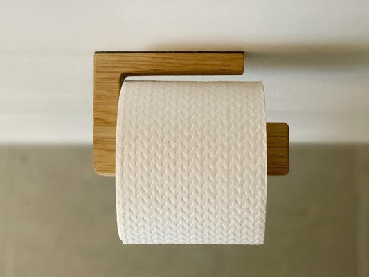 Eiche Holz Toilettenpapierhalter Eckiges  Design.